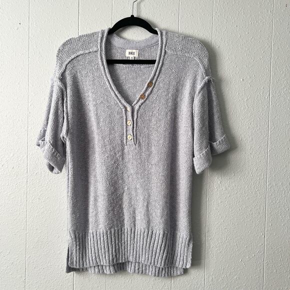 BKE Womens Sweater Medium Short Sleeve Boho Casual Minimalist Capsule Academia - Picture 1 of 12
